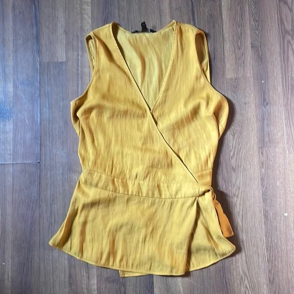Banana Republic Mustard Yellow Wrap Tank Top - Picture 1 of 7